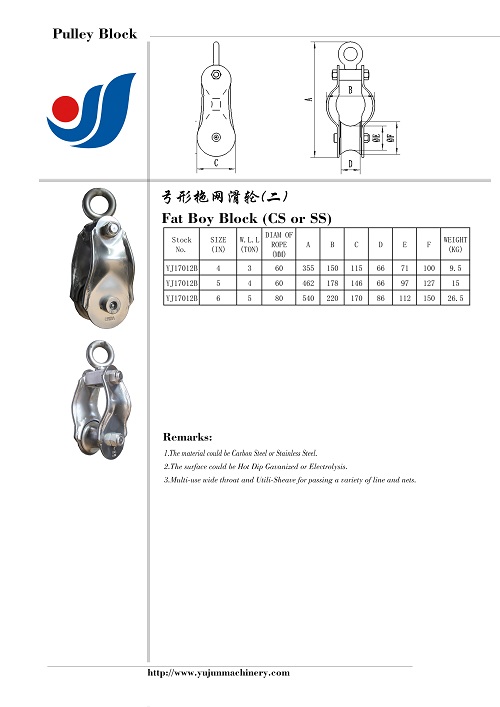 海洋捕魚(yú)業(yè)用弓形拖網(wǎng)滑輪熱鍍鋅/不銹鋼